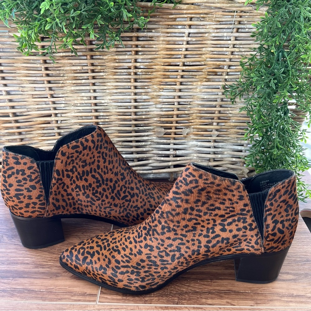 Sanctuary Revel calf hair leopard print block heel bootie
